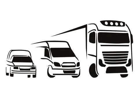 Fleet of various types of vans Stock Illustration