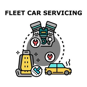 Fleet vehicle management and complete car servicing Stock Illustration