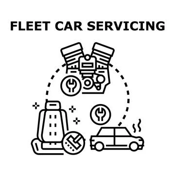 Fleet vehicle management and complete car servicing Stock Illustration