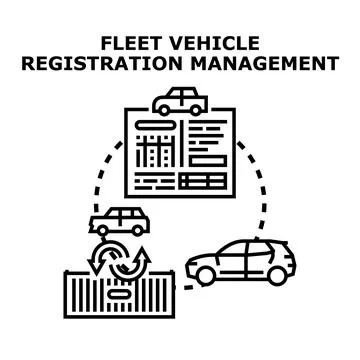 Fleet vehicle registration management system managing car records Stock Illustration