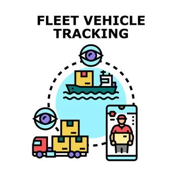 Fleet vehicle tracking system managing global delivery logistics イラスト素材