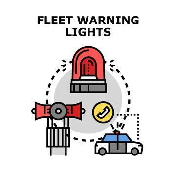 Fleet warning system communicating emergency service warning lights Stock Illustration