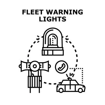 Fleet warning system communicating emergency service warning lights Stock Illustration