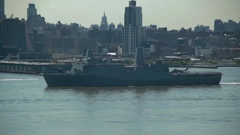 Fleet Week at Hudson River and a ship Stock Footage 243632759