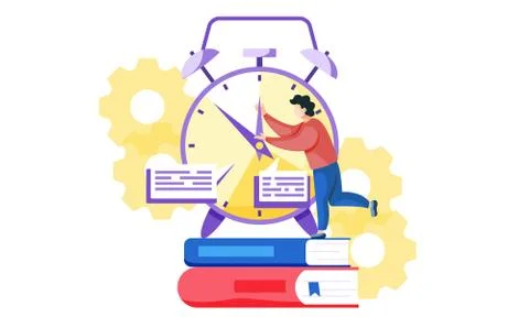 The fleeting time before the exam. Student is trying to stop the time. Rush Stock Illustration