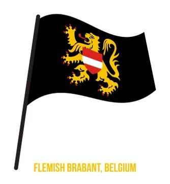 Flemish Brabant Flag Waving Vector Illustration on White Background. Stock Illustration