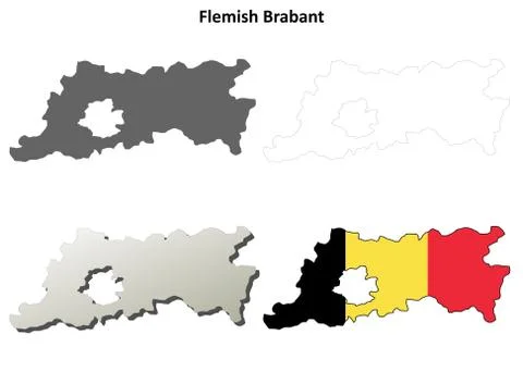 Flemish Brabant outline map set - Belgian version Illustrazione stock