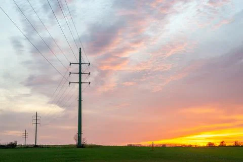Flemish landscape at sunset Stock Photos