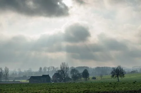 Flemish Landscape in Winter Stock Photos