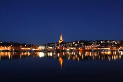 Flensburg at night Stock Photos