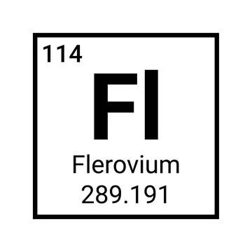 Flerovium mendeleev periodic table element atomic symbol icon Stock Illustration