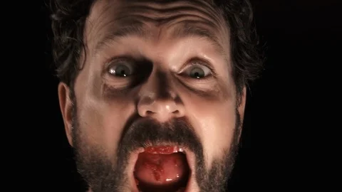 Flesh Eating Man Attacks Viewer Video stock 116057050