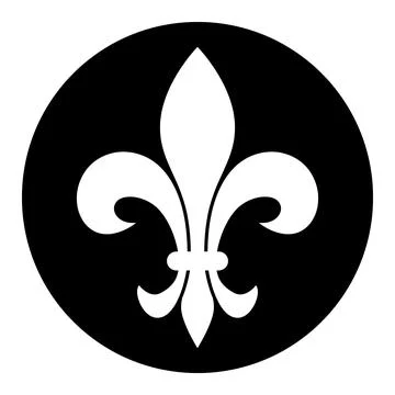Fleur-de-lis, black and white vector silhouette illustration of Lily flower Illustrazione stock