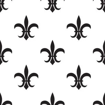 Fleur de lis black pattern on white Stock Illustration