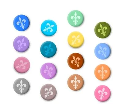 Fleur de lis coloured buttons Illustrazione stock