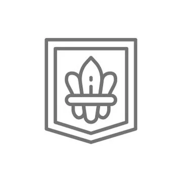 Fleur de lis, heraldic coat of arms, lily flowers line icon. Stock Illustration