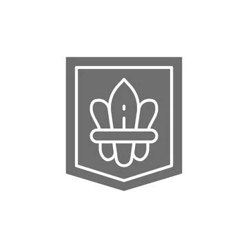 Fleur de lis, heraldic coat of arms, lily flowers grey icon. Stock Illustration
