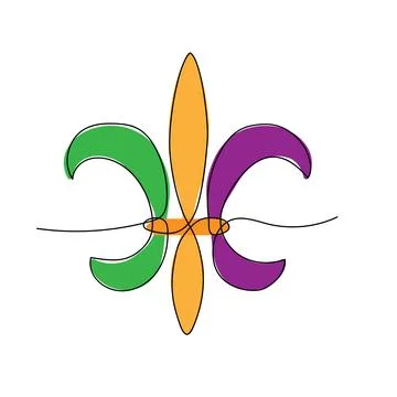 Fleur de Lis icon in continuous line styles. Black and white illustration f.. Stock Illustration