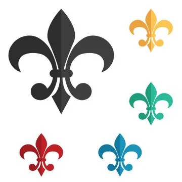 Fleur-de-lis icon vector Heraldic lily line style Stock Illustration