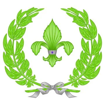 Fleur de lis with laurel wreath Stock Illustration