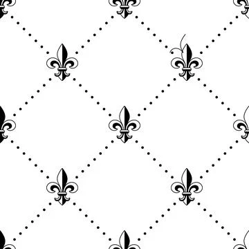 Fleur de Lis Pattern Vector Illustration. Seamless Fleur de Lis Diamond Stock Illustration