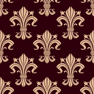 Fleur-de-lis seamless pattern of victorian lilies Illustrazione stock