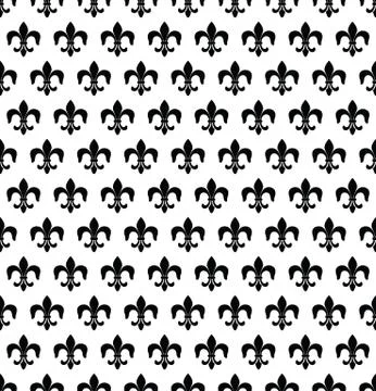 Fleur-de-lis seamless texture, pattern, background. Heraldic lily vector wall Stock Illustration