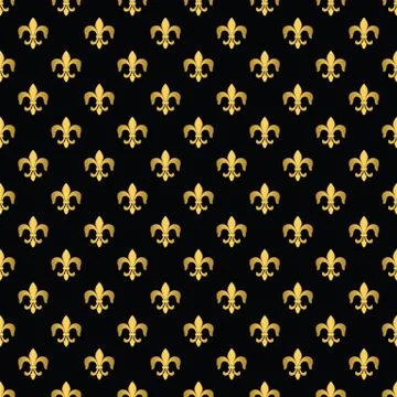 Fleur-de-lis seamless texture, pattern, background. Heraldic lily vector wall Stock Illustration