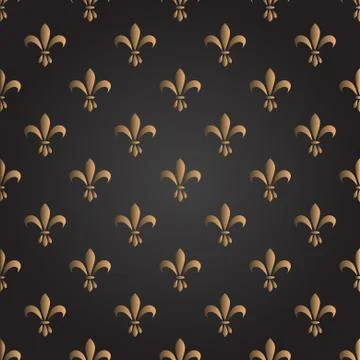 Fleur de lis seamless vector pattern. French vintage stylized lily luxury symbol Illustrazione stock