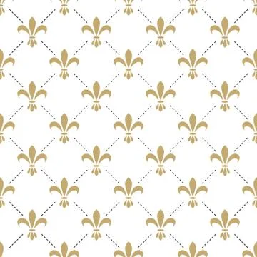 Fleur de lis seamless vector pattern. French vintage stylized lily luxury symbol Illustrazione stock