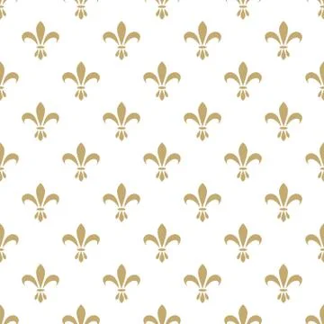 Fleur de lis seamless vector pattern. French vintage stylized lily luxury symbol Illustrazione stock