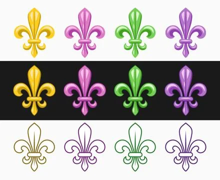 Fleur de lis set. Fleur de lys icons in different styles. Stock Illustration