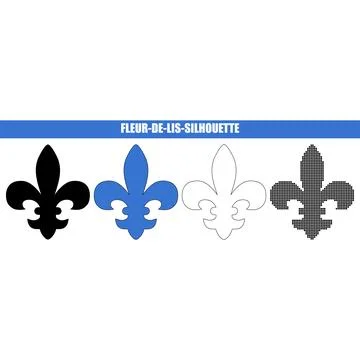 Fleur de lis silhouette collection in different styles during a studio shoo.. Иллюстрация
