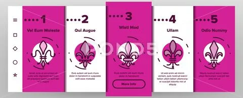 Fleur De Lys, Royalty Linear Vector Onboarding Stock Illustration