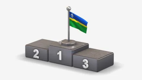 Flevoland 3D waving flag illustration on winner podium. Stock Illustration