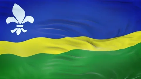 Flevoland flag waving in the wind with highly detailed fabric texture 動画素材 139380199