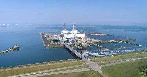 FLEVOLAND, NETHERLANDS – 31 Aug. 2019: Engie Maxima Centrale Power Plant Stock Footage 117413896