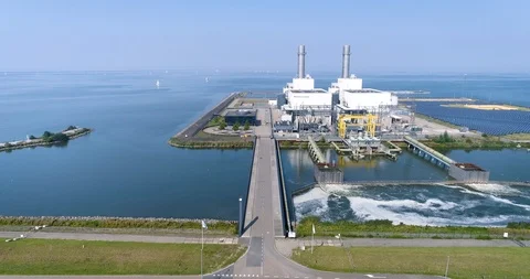 FLEVOLAND, NETHERLANDS – 31 Aug. 2019: Engie Maxima Centrale Power Plant Stock Footage 117414248