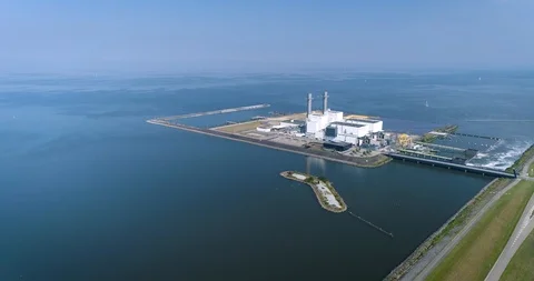 FLEVOLAND, NETHERLANDS – 31 Aug. 2019: Engie Maxima Centrale Power Plant Stock Footage 117414364