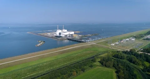 FLEVOLAND, NETHERLANDS – 31 Aug. 2019: Engie Maxima Centrale Power Plant Stock Footage 117414472