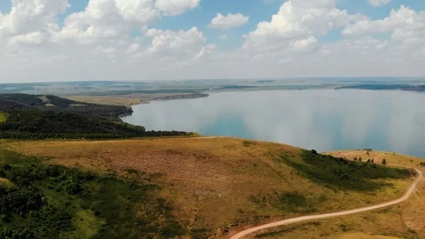 Flew over a dirt road Stock Footage 106179287