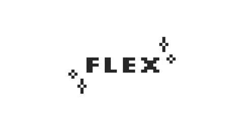 Flex black pixel art social media slang word Stock Illustration
