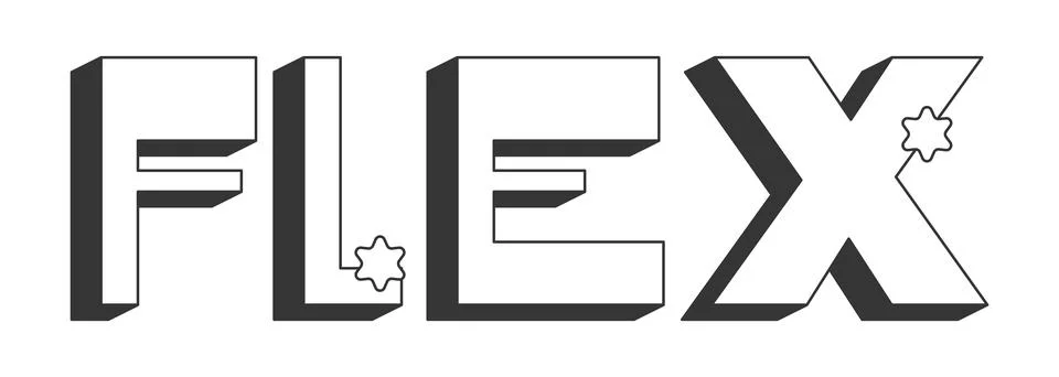 Flex bold black and white 3D text Stock Illustration
