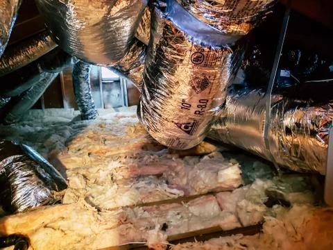 Flex duct work for a heating and air conditioning system Stock Photos