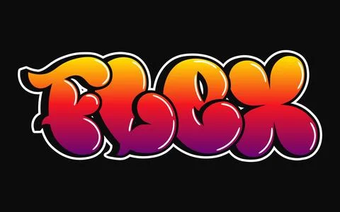 Flex graffiti bubble letter text illustration with gradient Stock Illustration