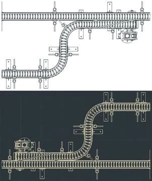 Flex link conveyor blueprints Stock Illustration