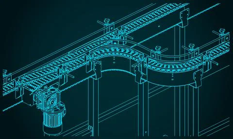 Flex link conveyor illustration Stock Illustration