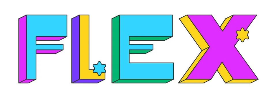 Flex playful 3D text design Stock Illustration