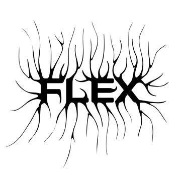 Flex- slogan tee print design with distorted typography and a modern gothic Illustrazione stock