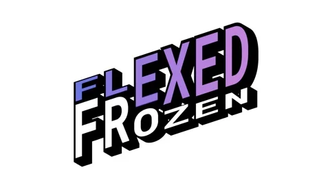 FLEXED vs FROZEN, 3D Text Animation in Isometric View with Opposite Word Motion Stock Footage 314263487